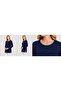 Anne Combed Cotton Comfortable Fit Cuffed Crew Neck Stone Embroidered Combed Cotton Blouse (Collar and Hem Cuffed.) - 4
