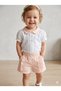 Baby Girl Retro Bebe Collar 3 Button Striped Summer Shorts Set