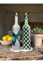 750 ml Special Design Green Checkered Patterned 2-Piece Decorative Glass Oil Pot Set – with Gold Lid and Stone Presentation Stand - 3