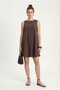 Women's Cody Soft Nubuck Cupra Woven Bell Cut Sleeveless Comfortable Brown Short Dress - 4