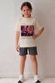 Girl's Top Oversize Single Jersey Bottom Two-Thread Hun2 Printed Top and Bottom Set - 3