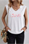 Love Heart Printed Women's Oversized Sleeveless T-Shirt