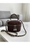 Quilted Patterned Makeup Bag in the Form of a Mini Vanity Bag, Shoulder and Hand Bag (Height 12 cm Width 17 cm)