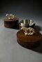 Set of 2 Metal Decorative Ashtrays with Wooden Lion Figures, Tabletop Ashtray Dark Silver Lion - 2