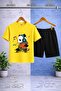 Kids' Panda Skateboard Colorful Note Printed Crew Neck T-Shirt - Shorts Set
