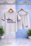 Children's Starry Text Printed Crew Neck T-Shirt - Shorts Set