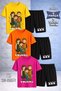 Children's Sinser Hearted Text Printed Crew Neck 3-Piece T-Shirt - Shorts Set