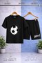 Children's Football Ball Graft Printed Crew Neck 3-Piece T-Shirt - Shorts Set - 2