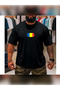 Unisex Oversized Printed Crew Neck Short Sleeve Black T-Shirt