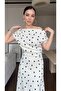 Boat Neck Polka Dot Print Dress - 3