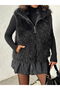 Artificial Fur Women's Vest – Zippered, Soft Textured - Black |   Vmf2046 - 3
