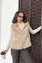 Artificial Fur Women's Vest – Zippered, Soft Textured - Stone |   Vmf2046