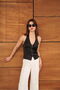 Zippered Satin Vest - Black |   Vmd2952 - 3