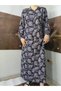 100% Cotton Viscose Belted Waist Collared Long Sleeve Buttoned Long Dress, Hijab Dress - 5