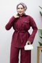 Double Pocket Gathered Waist Double Suit Set Tsd260202 Fuchsia - 3
