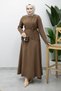 Sewn Detailed Buttoned Skirt Suit Tsd260201 Brown - 6
