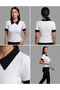 Women's White Short Sleeve Polo Collar Blouse Contrast Color Premium Series - 4