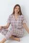 Women's Plaid Pajama Set – Button-Down Comfortable Home Wear Set |   88-133 - 2