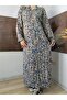 100% Cotton Viscose Belted Waist Collared Long Sleeve Buttoned Long Dress, Hijab Dress - 5
