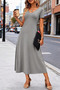 New Season Women's Short Sleeve V-Neck Pocket Midi Viscose Casual Dress - 3