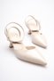 Women's Beige Patent Leather Heeled Shoes Tr03Ms02C - 2