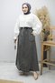 Pocketed Elastic Waist Denim Skirt Tsd260175 Anthracite - 3