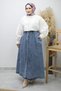 Pocketed Elastic Waist Denim Skirt Tsd260175 Light Blue - 5