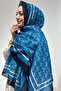 Turquoise Pattern Dark Blue Color Soft Shawl - 3