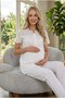 New Season Ecru Fisto Linen Detailed Special Design Summer 100% Cotton Maternity Pajama Set