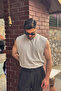 Men's Stone Basketball Player Zero Sleeve 100% Cotton Crew Neck Oversized Sleeveless Kejıl T-Shirt - 3