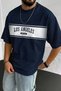 Men's Oversize Casual T-Shirt City of Angels Navy Blue - 3