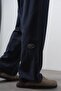 Men's R Embroidered Baggy Trousers Navy Blue - 4