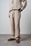 Men's R Embroidered Muslin Baggy Trousers Beige - 2