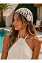 Knitted Beach Beanie with Rose Detail