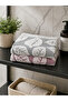 Leaf Pattern 2-Piece Foot Towel, 100% Cotton Soft Textured Thick and Absorbent Bath Towel (Gray-Burgundy)