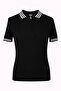 Half Zipper Black - White Men's Polo Collar T-Shirt 17434