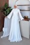 Alara Sleeve Detail Evening Dress White - 4
