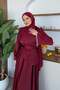 Alara Sleeve Detail Evening Dress Burgundy - 4