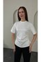 Crew Neck Side Ruffle Detail T-Shirt White - 2