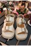 Cream Comfortable Gold Buckle Daily Sandals - 2