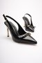 Luke Women's Black Buckle Heeled Shoes - 4
