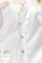Stone-Embellished Button-Detail Girls' Shirt Ecru - 5
