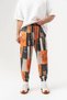 Pumpkin Color Pleated Shalwar with Elastic Waist and Cuffs