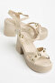 Women's Round Toe Beaded Detailed Heeled Sandals - 2