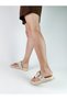 Beige Color Flat Sole Buckle Suede Flip Flops Women's Slippers Flip Flops - 5