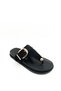 Black Color Flat Sole Buckle Suede Flip Flops Women's Slippers Flip Flops
