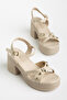 Women's Round Toe Beaded Detailed Heeled Sandals