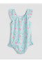 New Season Deals from Güli̇s Gi̇yi̇m: Turquoise Ruffle Detailed Floral Patterned Girls' Swimsuit