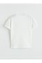 Lcw Kids Ecru Crew Neck Heart Embroidered Girls' T-Shirt - 4