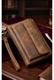 Unisex Genuine Leather Luxury Handbag with Phone Compartment Portfolio Wallet Crazy Tan